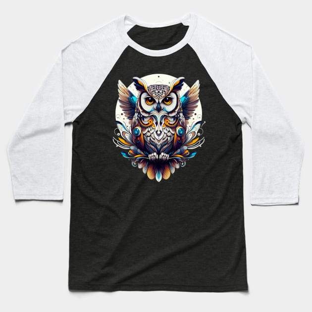 Spectacular owl design Baseball T-Shirt by The Artful Barker
